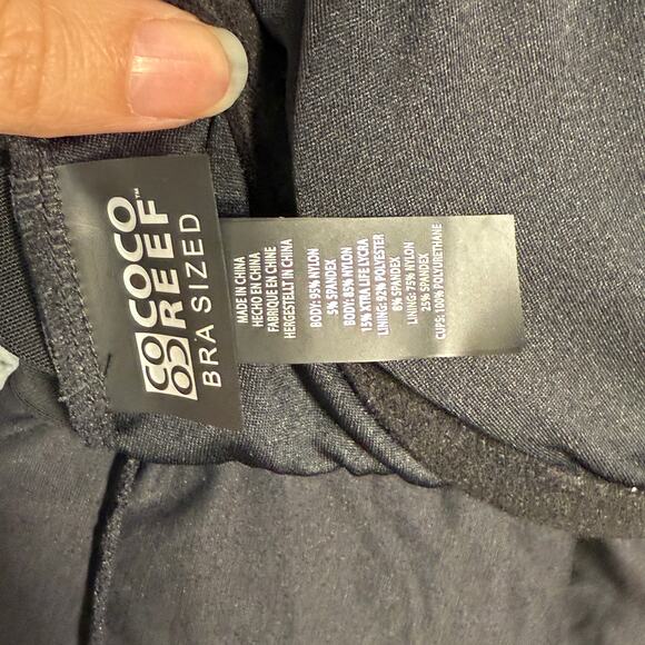 Coco Reef Palm print Bra Sized Tankini Swim Top, green 32DD MSRP $94 - Picture 9 of 10